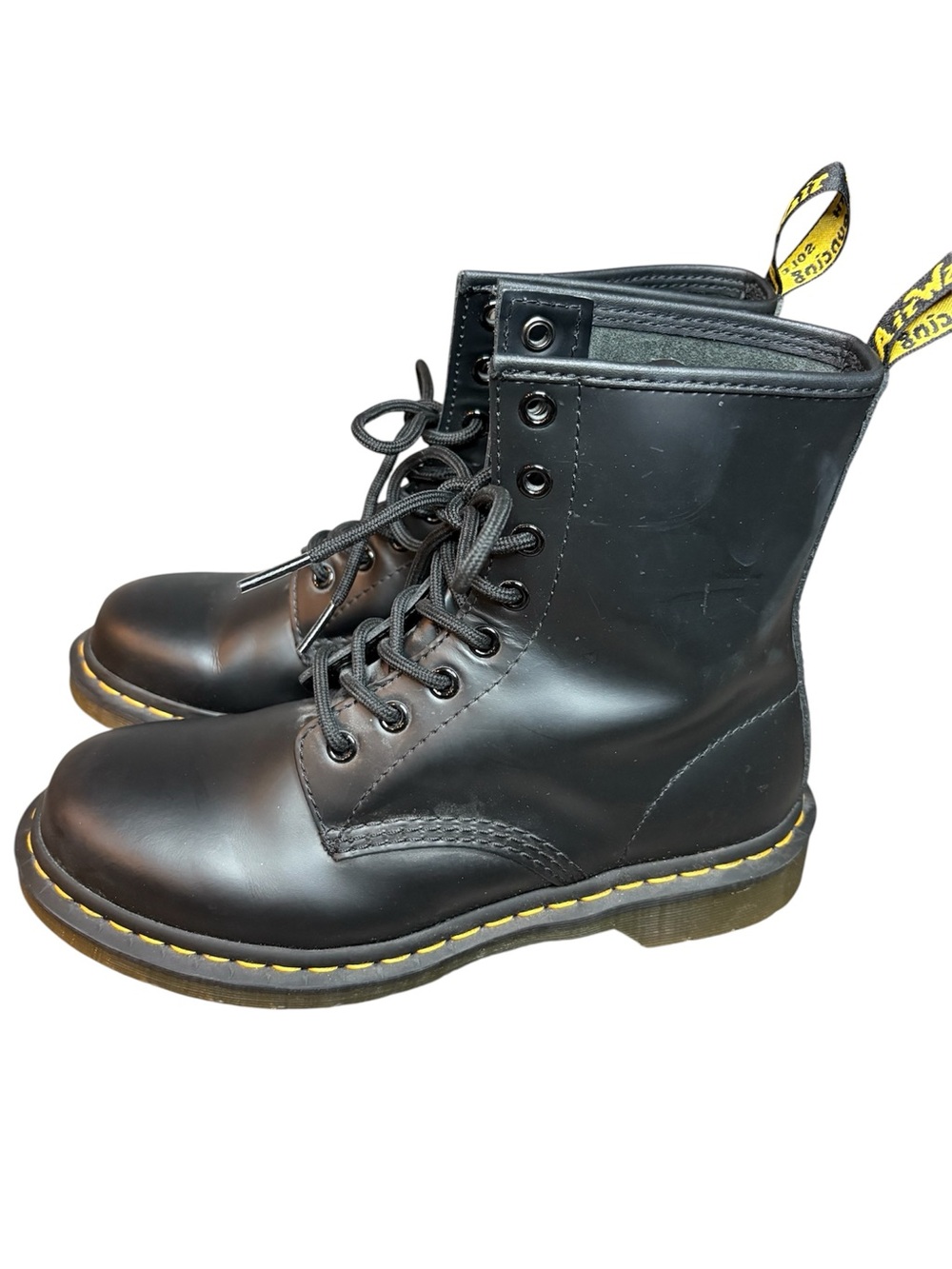 Dr. Martens smooth leather lace up boots black size 8 - Picture 2 of 5